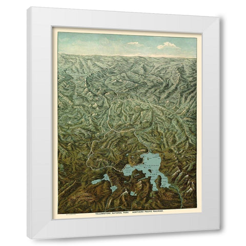 Yellowstone Park Northern Pacific Railroad Wyoming White Modern Wood Framed Art Print by Fee