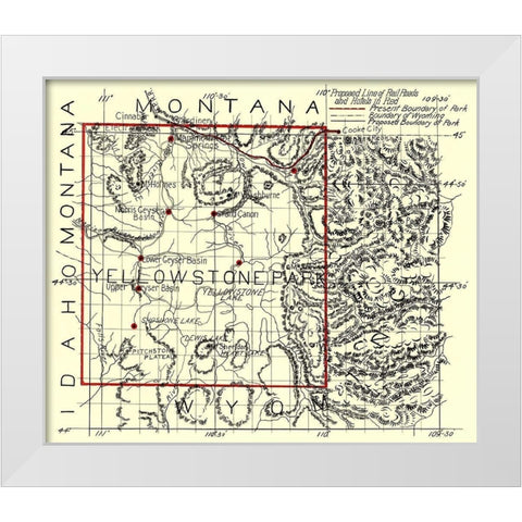Yellowstone National Park - 1900 White Modern Wood Framed Art Print by Unknown