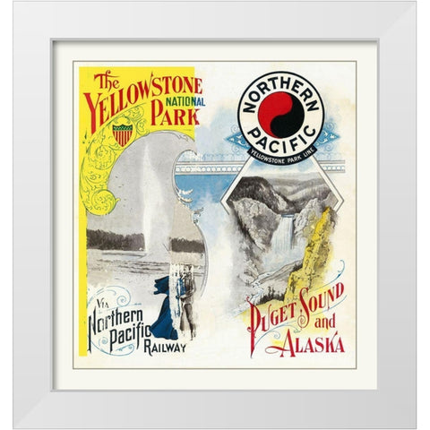 Northern Pacific Yellowstone Cover - Poole 1898 White Modern Wood Framed Art Print by Poole