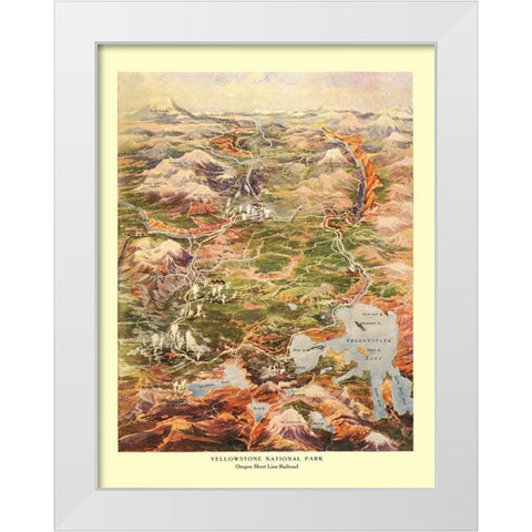 Yellowstone Park Short Line Railroad Wyoming White Modern Wood Framed Art Print by Poole