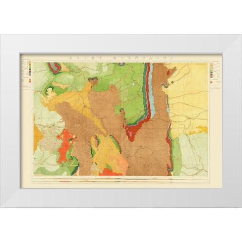 Colorado Rocky Mountains Wyoming - King 1876 White Modern Wood Framed Art Print by King