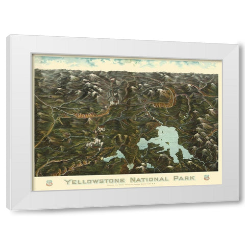Yellowstone Park Union Pacific Wyoming White Modern Wood Framed Art Print by Union Pacific Railroad