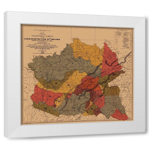 Cherokee Nation of Indians, Colonies, Mississippi White Modern Wood Framed Art Print by Royce