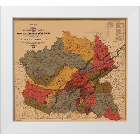 Cherokee Nation of Indians, Colonies, Mississippi White Modern Wood Framed Art Print by Royce