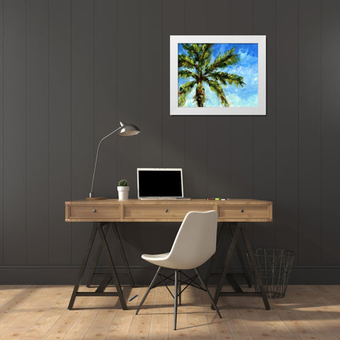 Island Palm I White Modern Wood Framed Art Print by Brey