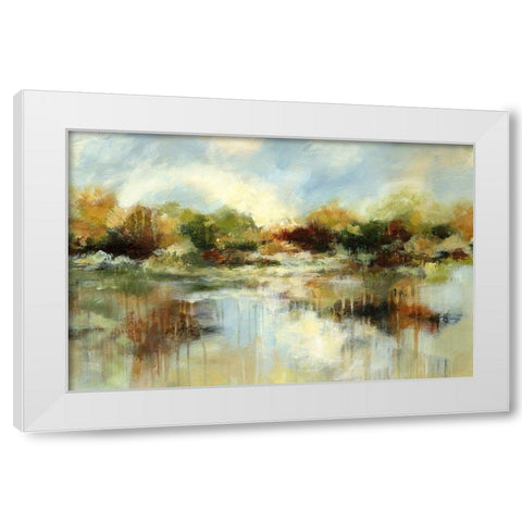 Autumn Pond White Modern Wood Framed Art Print by Brey
