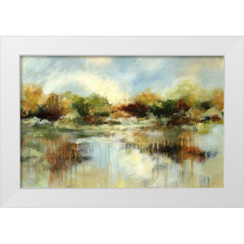 Autumn Pond White Modern Wood Framed Art Print by Brey