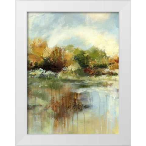 Autumn Pond II White Modern Wood Framed Art Print by Brey