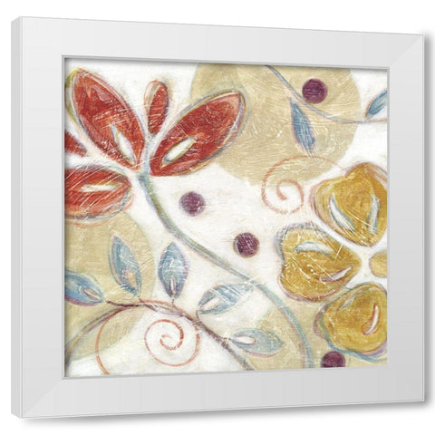 Floral Swirl I White Modern Wood Framed Art Print by Brey