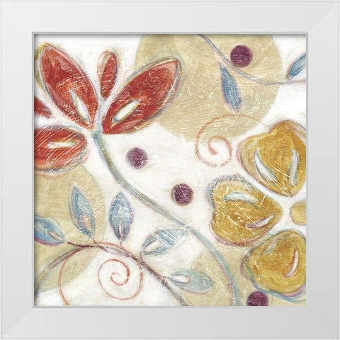 Floral Swirl I White Modern Wood Framed Art Print by Brey