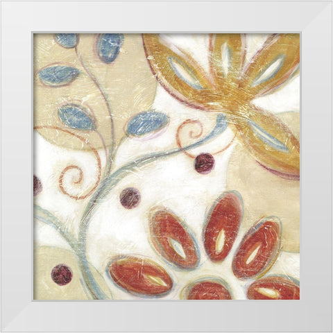 Floral Swirl II White Modern Wood Framed Art Print by Brey