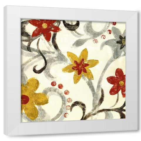 Floral Vines I White Modern Wood Framed Art Print by Brey
