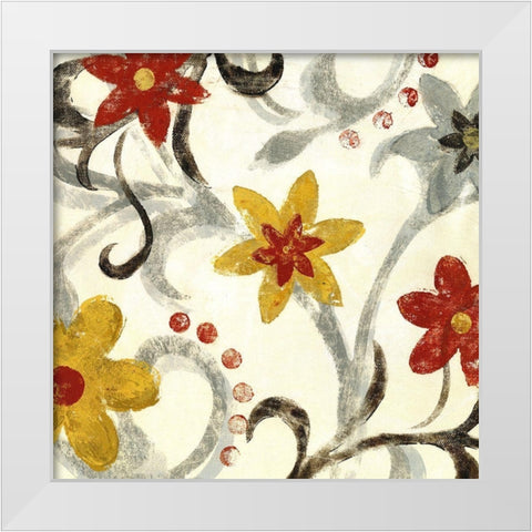Floral Vines I White Modern Wood Framed Art Print by Brey