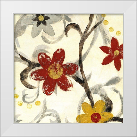 Floral Vines II White Modern Wood Framed Art Print by Brey