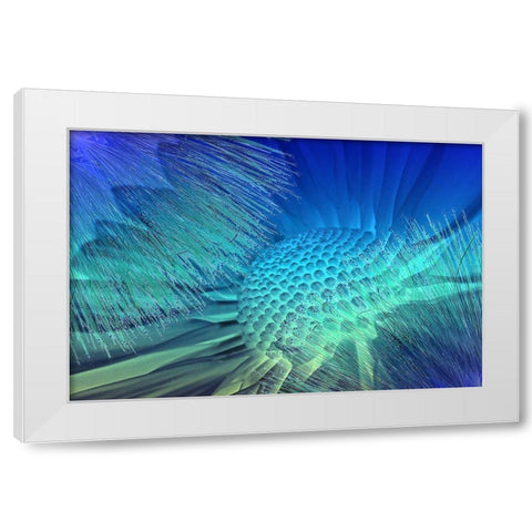 Emerge in Blue White Modern Wood Framed Art Print by Bartola