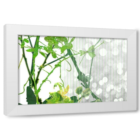 Branch In Green II White Modern Wood Framed Art Print by Franklin