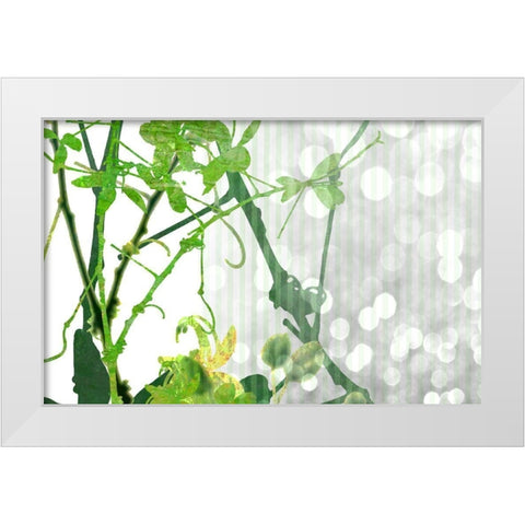 Branch In Green II White Modern Wood Framed Art Print by Franklin