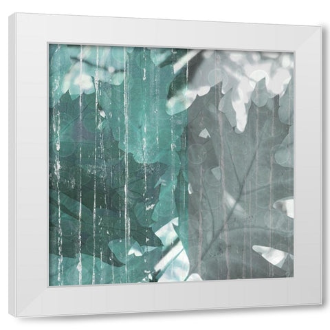 Teal Leaf White Modern Wood Framed Art Print by Franklin
