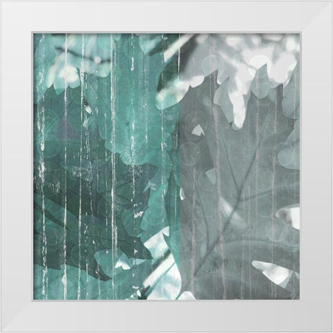 Teal Leaf White Modern Wood Framed Art Print by Franklin