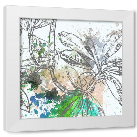 Tree Splatter Green I White Modern Wood Framed Art Print by Franklin