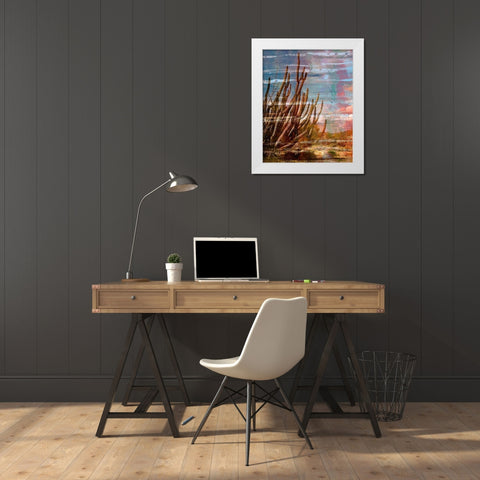 Cactus Landscape II White Modern Wood Framed Art Print by Simons