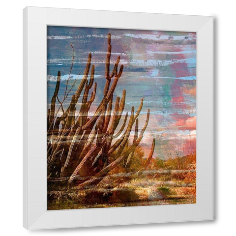 Cactus Landscape II White Modern Wood Framed Art Print by Simons
