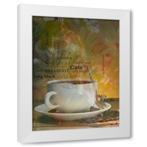 Café Espresso White Modern Wood Framed Art Print by Simons
