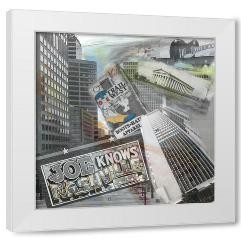 Joe Knows Nashville White Modern Wood Framed Art Print by Simons