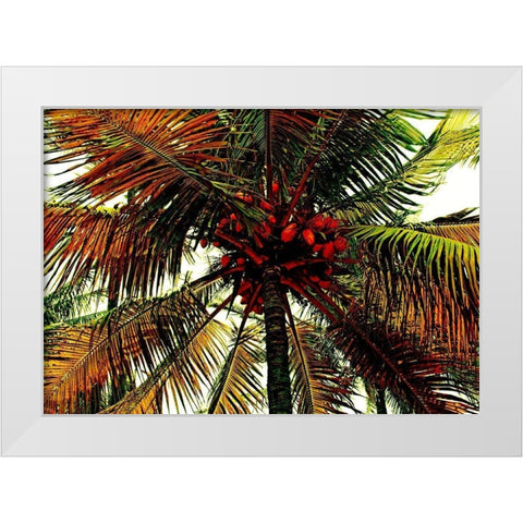 Neon Palm Hot White Modern Wood Framed Art Print by Simons