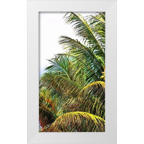 Neon Palm I White Modern Wood Framed Art Print by Simons
