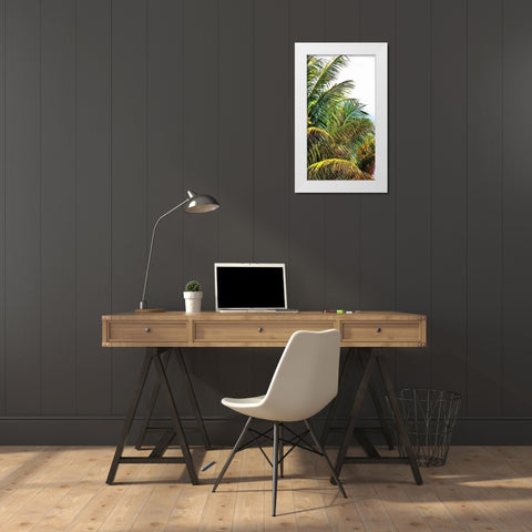 Neon Palm II White Modern Wood Framed Art Print by Simons