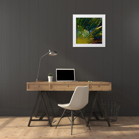 Neon Palm IV White Modern Wood Framed Art Print by Simons