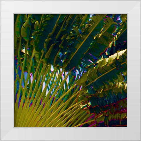 Neon Palm IV White Modern Wood Framed Art Print by Simons