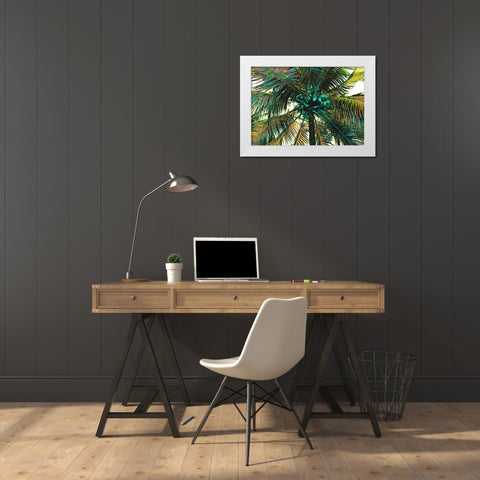 Neon Palm Sunny White Modern Wood Framed Art Print by Simons