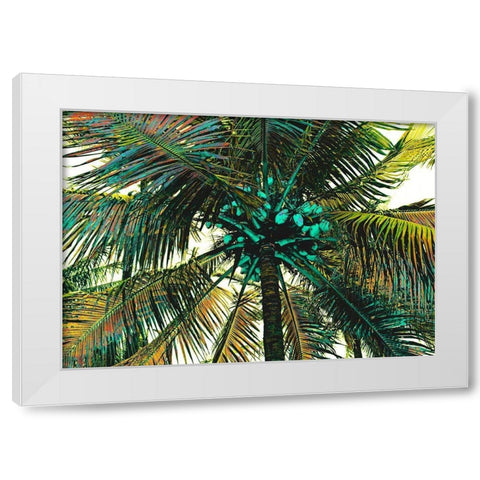 Neon Palm Sunny White Modern Wood Framed Art Print by Simons