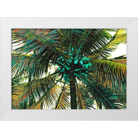 Neon Palm Sunny White Modern Wood Framed Art Print by Simons