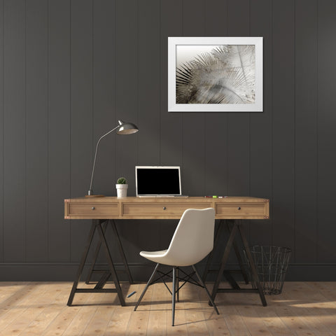 Painted Palm I Black and White White Modern Wood Framed Art Print by Simons