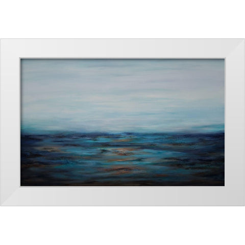 Mist Over Ocean White Modern Wood Framed Art Print by Hinz