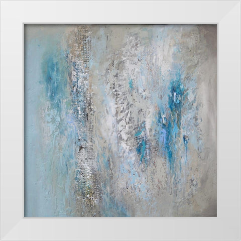Teal Triptych A White Modern Wood Framed Art Print by Hinz
