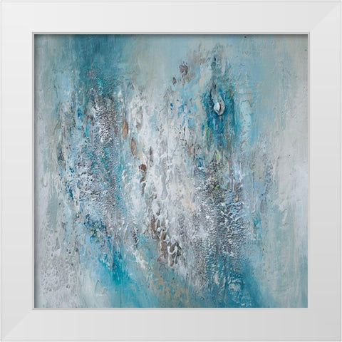 Teal Triptych B White Modern Wood Framed Art Print by Hinz