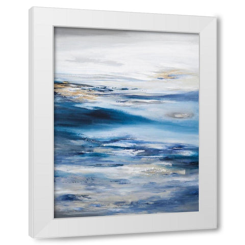 Abstract Seascape Dark Blue White Modern Wood Framed Art Print by Hinz