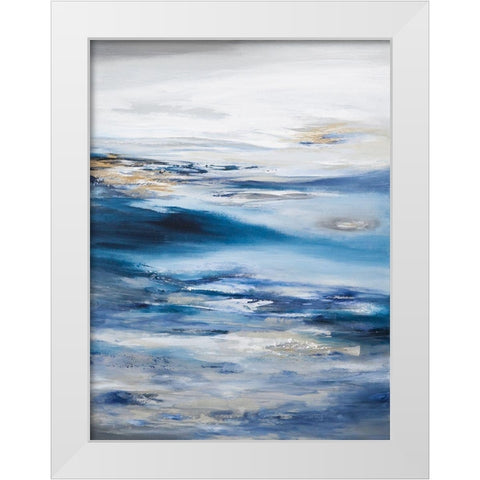 Abstract Seascape Dark Blue White Modern Wood Framed Art Print by Hinz