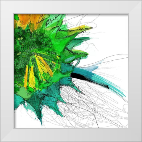 Sunflower Right White Modern Wood Framed Art Print by Johnson