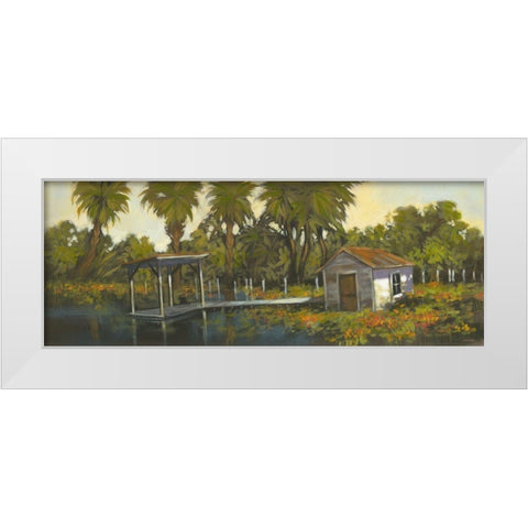 Fishing Hole White Modern Wood Framed Art Print by Larson