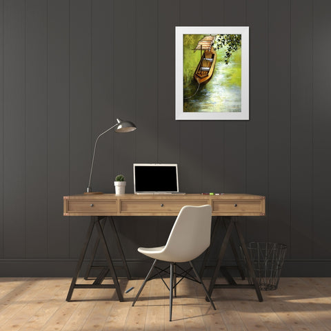 Going Boating On The Lake White Modern Wood Framed Art Print by Larson