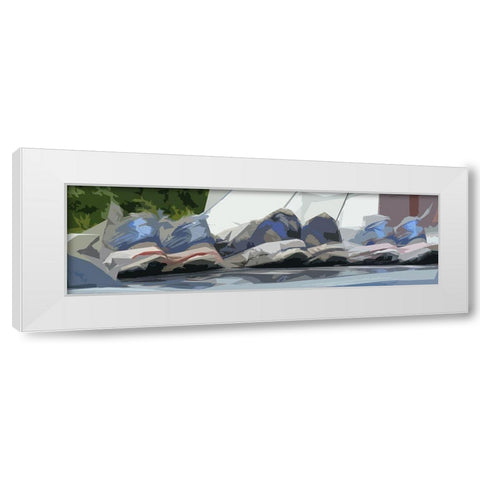 Tennies White Modern Wood Framed Art Print by Mack