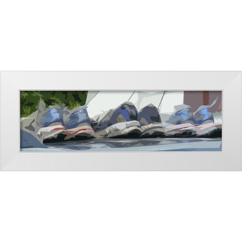 Tennies White Modern Wood Framed Art Print by Mack