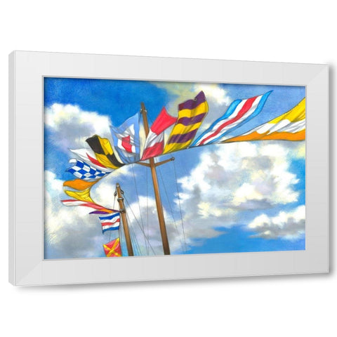 Yacht Flags White Modern Wood Framed Art Print by Scott