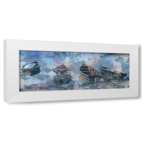 Boat Row White Modern Wood Framed Art Print by Phillip, Jamie