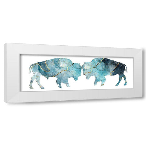 Abstract Buffalo 3 White Modern Wood Framed Art Print by Phillip, Jamie